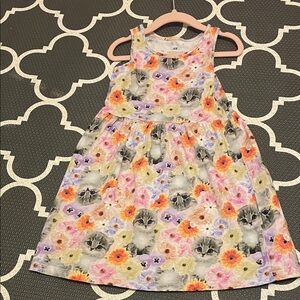 H&M Kids Dress with Floral and Cat Print - Multicolor